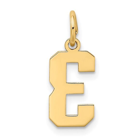 14k Yellow Gold, Jersey Collection, Small Number 3 Pendant - Picture 3 of 5